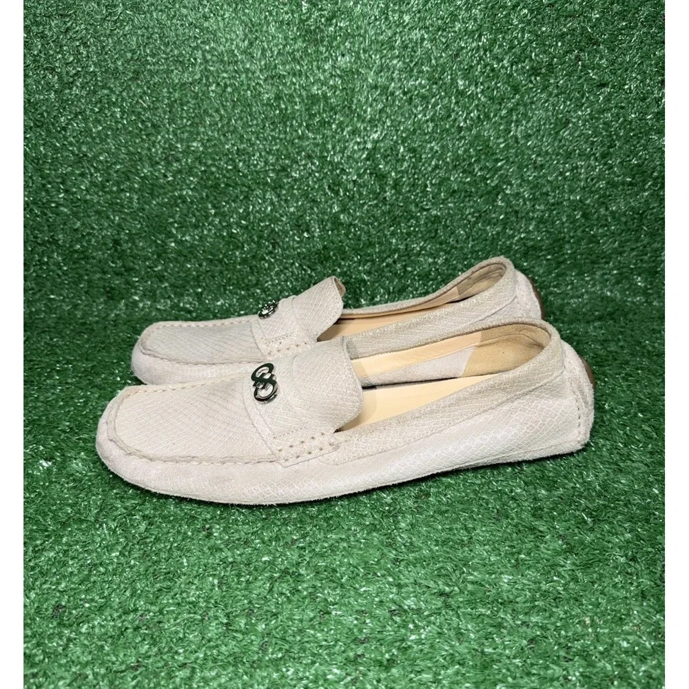 COLE HAAN Women Size 11 Shelby Driver Grey Leather Loafers Comfort Walking Shoes